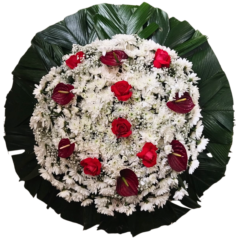 Coroa com Rosas e Antúrios 90cm 