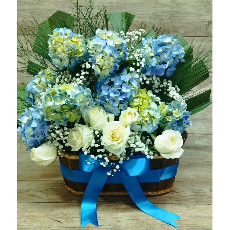 Arranjo Hortênsias e rosas 