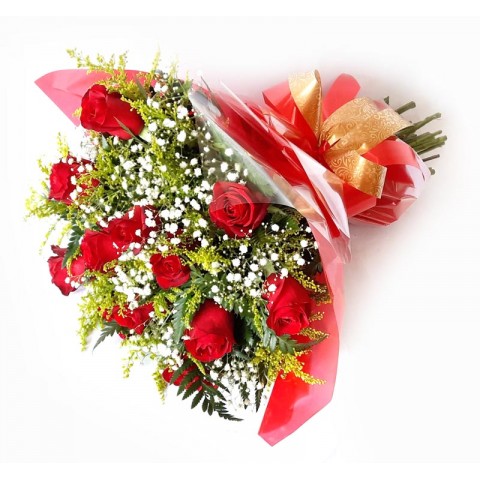 Buquê Tradicional com 12 Rosas