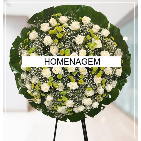Coroa de Rosas Brancas 1,10mt c/ 40 Rosas 