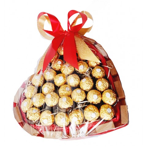 Coração com 32 Bombons Ferrero Rocher